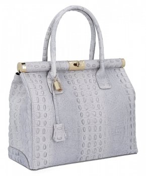 GENȚĂ DIN PIELE cufăr Genuine Leather gri deschis 7727