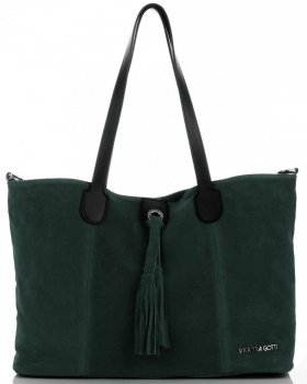 GEANȚĂ DIN PIELE shopper bag Vittoria Gotti verde de sticlă V3076