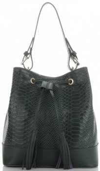 GEANȚĂ DIN PIELE shopper bag Vittoria Gotti verde de sticlă V344