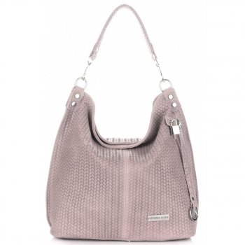 GEANȚĂ DIN PIELE shopper bag Vittoria Gotti roz de pudră V80051
