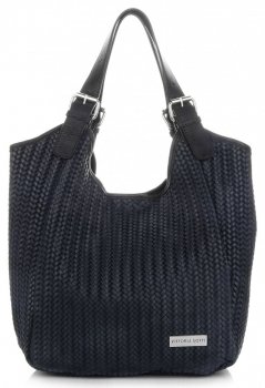 GEANȚĂ DIN PIELE shopper bag Vittoria Gotti bleumarin V80050