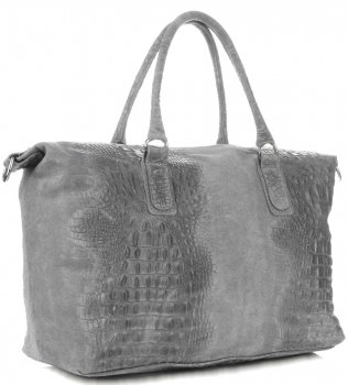 GEANȚĂ DIN PIELE cufăr Genuine Leather gri 1175