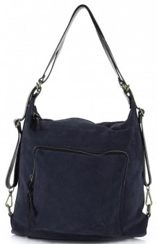 GEANȚĂ DIN PIELE rucsac Vittoria Gotti bleumarin V1670C