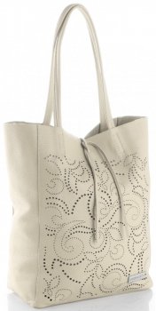 GEANȚĂ DIN PIELE shopper bag Vittoria Gotti bej V299F