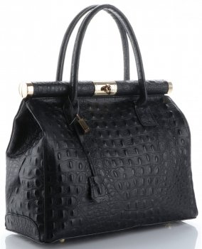 GEANȚĂ DIN PIELE cufăr Genuine Leather negru 7727