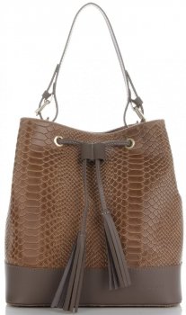 GEANȚĂ DIN PIELE shopper bag Vittoria Gotti maro pământiu V344