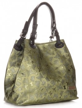 GEANȚĂ DIN PIELE shopper bag Vittoria Gotti verde V2053