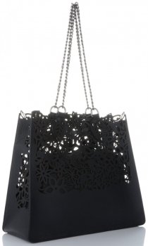GEANȚĂ DIN PIELE shopper bag Vittoria Gotti negru V5798