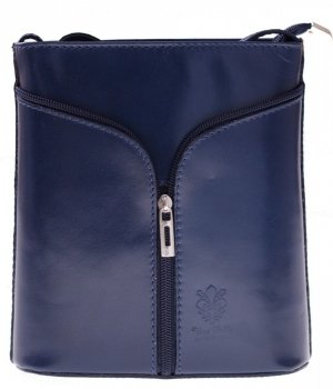 GEANȚĂ DIN PIELE tip poștaș Genuine Leather bleumarin 208