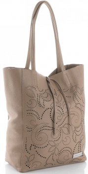GEANȚĂ DIN PIELE shopper bag Vittoria Gotti maro pământiu V299F