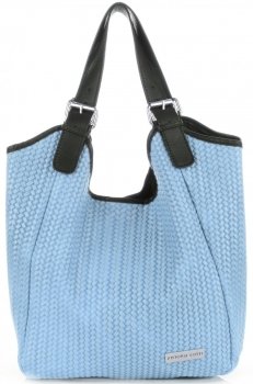 GEANȚĂ DIN PIELE shopper bag Vittoria Gotti albastru deschis V80050