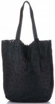 GEANȚĂ DIN PIELE shopper bag Vittoria Gotti negru VL299