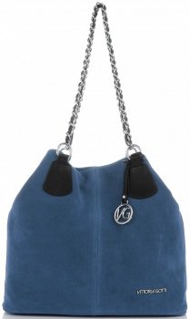 GEANȚĂ DIN PIELE universală Vittoria Gotti denim V3081