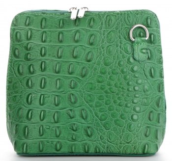 GEANȚĂ DIN PIELE tip poștaș Genuine Leather verde de zmeu 218