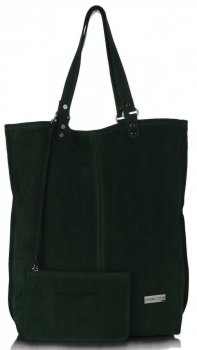 GEANȚĂ DIN PIELE shopper bag Vittoria Gotti verde de sticlă V22