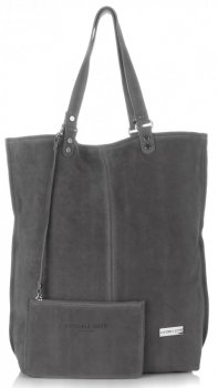 GEANȚĂ DIN PIELE shopper bag Vittoria Gotti gri V22