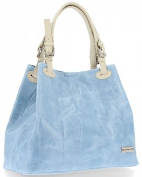GEANȚĂ DIN PIELE shopper bag Vittoria Gotti albastru deschis V692754