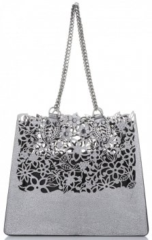 GEANȚĂ DIN PIELE shopper bag Vittoria Gotti argint V5798