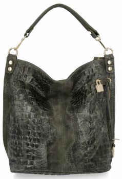 Geantă din piele italiană cu motiv animal 884 verde