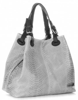 GEANȚĂ DIN PIELE shopper bag Vittoria Gotti gri deschis V2L