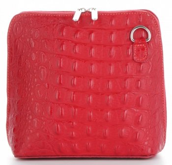 GEANȚĂ DIN PIELE tip poștaș Genuine Leather roșu 218