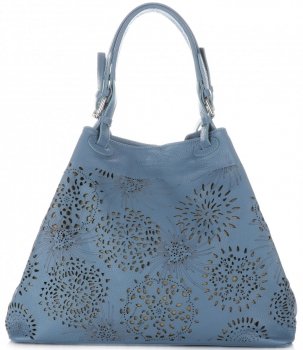 Kožené kabelka shopper bag Vittoria Gotti modrá V8913