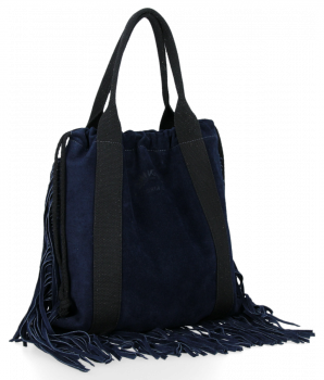 Kožené kabelka shopper bag Vittoria Gotti tmavo modrá B7