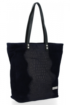 Kožené kabelka shopper bag Vittoria Gotti tmavo modrá V2380