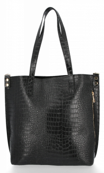Kožené kabelka shopper bag Vittoria Gotti čierna VG803