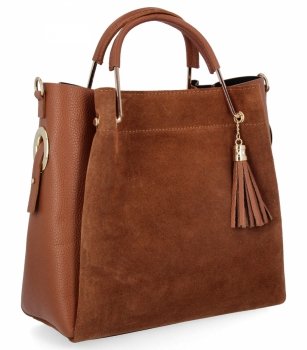 Elegantná kožená taška taliansky kufrík s kozmetickou taštičkou 5702 hnedá