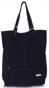 Kožené kabelka shopper bag Vittoria Gotti tmavo modrá V22