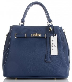 Kožené kabelka kufrík Vittoria Gotti tmavo modrá V366