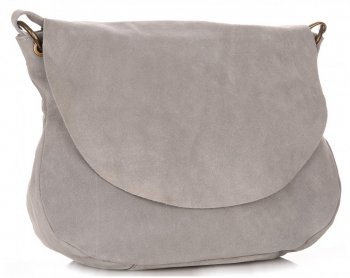Kožené kabelka listonoška Genuine Leather svetlo šedá 1324