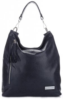 Kožené kabelka shopper bag Vittoria Gotti tmavo modrá V8420