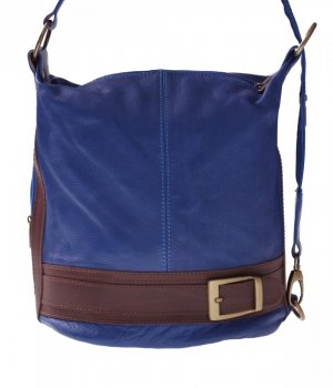 Kožené kabelka batôžtek Genuine Leather modrá 6010