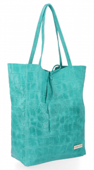 Kožené kabelka shopper bag Vittoria Gotti tyrkysová V299COCOtur2