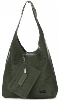 Kožené kabelka shopper bag Vittoria Gotti fľašková zelená V8804