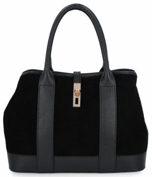 Elegantná kožená kabelka kufrík 653 čierna