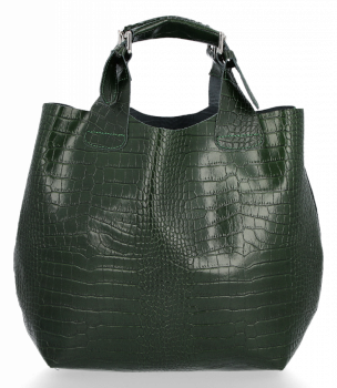 Kožené kabelka shopper bag Vittoria Gotti fľašková zelená VG804
