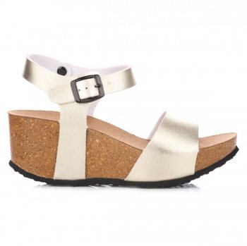 dámske topánky na kline Ideal Shoes zlatá 1631