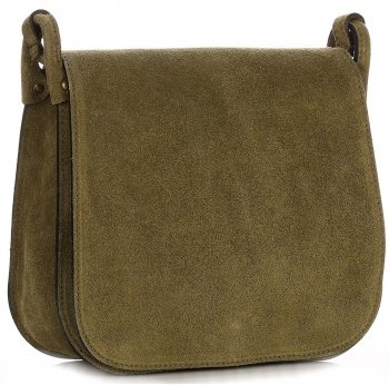 Kožené kabelka listonoška Genuine Leather zelená 0003