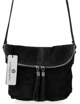 Kožené kabelka listonoška Vittoria Gotti čierna DB20