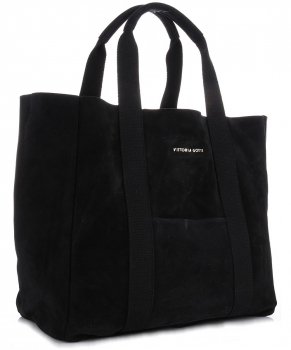 Kožené kabelka shopper bag Vittoria Gotti čierna V8252