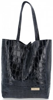 Kožené kabelka shopper bag Vittoria Gotti tmavo modrá V299COCO