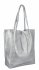 Módní kožená taška shopper s kosmetickou taštičkou 168 stříbrná