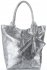 Kožené kabelka shopper bag Vittoria Gotti stříbrná V6141