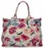 Divatos Bőrtáska Kuffer Virágmintás 515-F Bézs/Rózsaszín