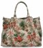 Divatos Bőrtáska Kuffer Virágmintás 515-F Bézs/Zöld