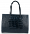 Vittoria Gotti Klasyczne Torebki Skórzane we wzór Aligatora Aktówka A4 Granat