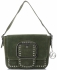 Vittoria Gotti Modna Torebka Skórzana Listonoszka z Nitami w stylu Glamour Zielona